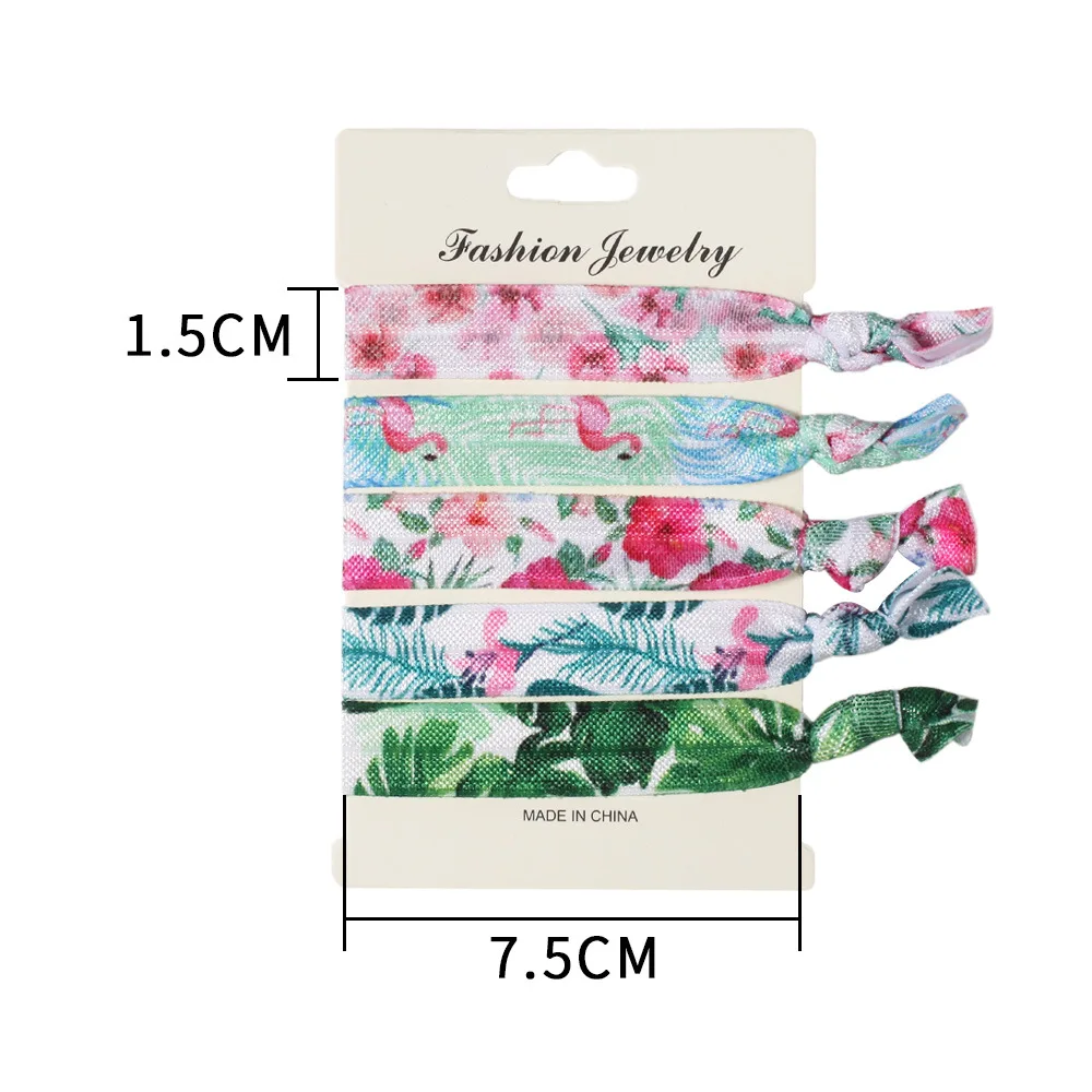 

5 Pcs/set Fashion Women Elastic Hair Bands Ladies Hair Accessories Women Knot Hair Ties Multicolor Printed Hair Rope Wholesale