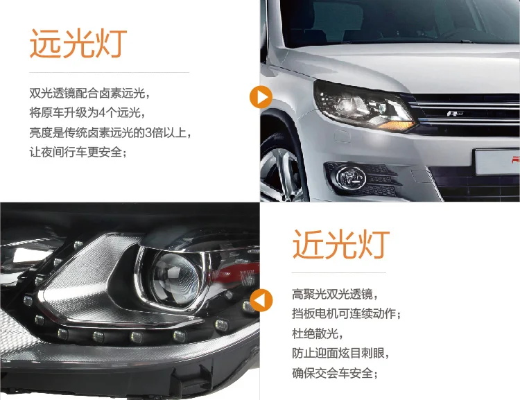 Автомобильный Стайлинг для VW Tiguan фары 2013- Tiguan led фара светодиодный проектор DRL фар H7 Биксеноновая разрядная лампа высокой интенсивности для объектива