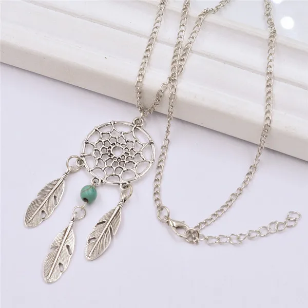 Бесплатная доставка! Винтаж Dream Catcher перо ключицы Цепочки и ожерелья Кулон