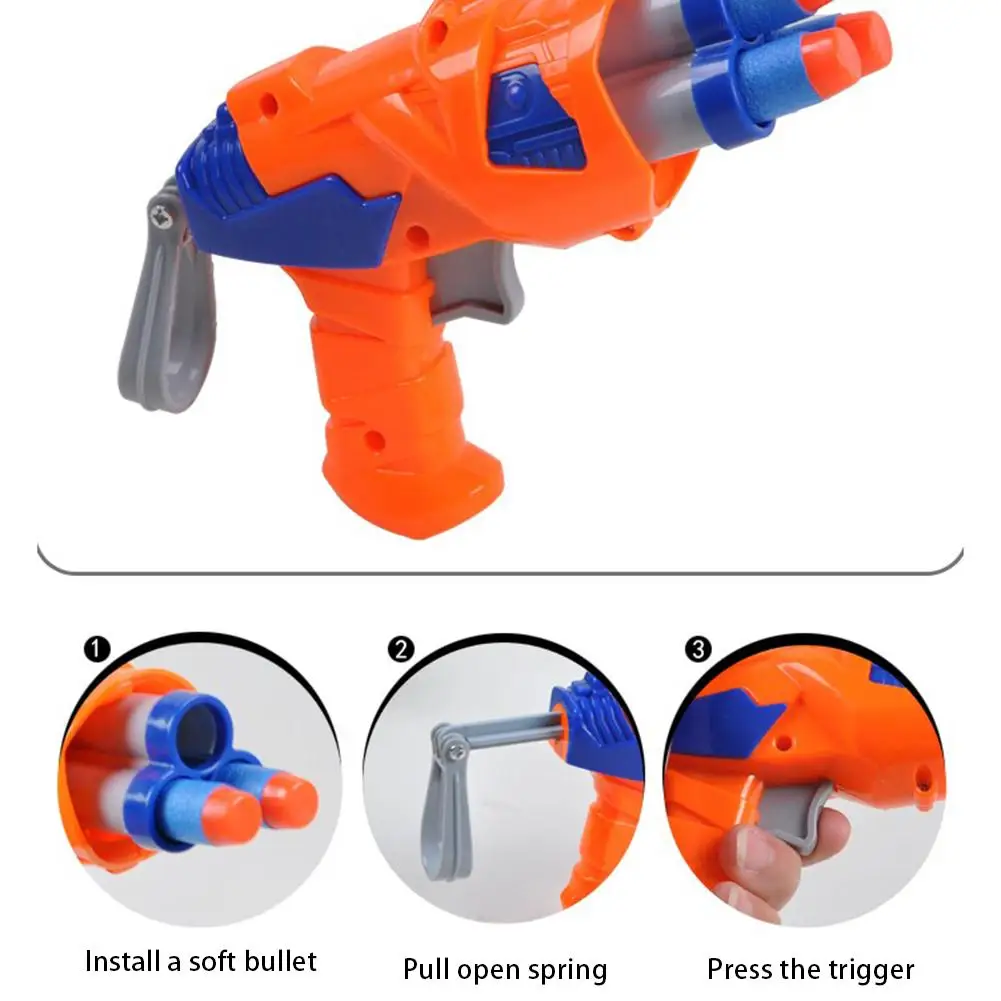 Children's Orange Blue Soft Bullet Pistol Toy Children's Outdoor Fun Toy Soft Bullet Shooting Plastic Toy Gun Boy Random Color
