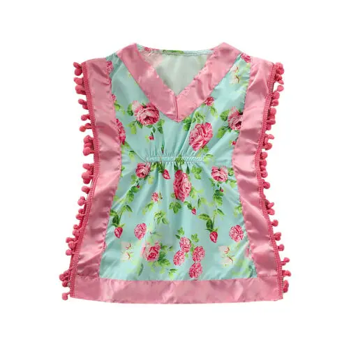 

1-4Years Toddler Baby Girls Sleepdress Floral Print Tassel Nightgowns V Neck Sleepwear