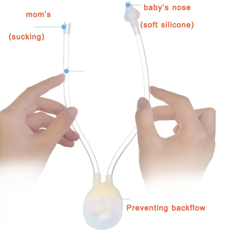 Детский силиконовый ингалятор для чистки носа для младенцев, средство для мытья носа, для предотвращения обратного потока, аспиратор, чистящее средство для младенцев
