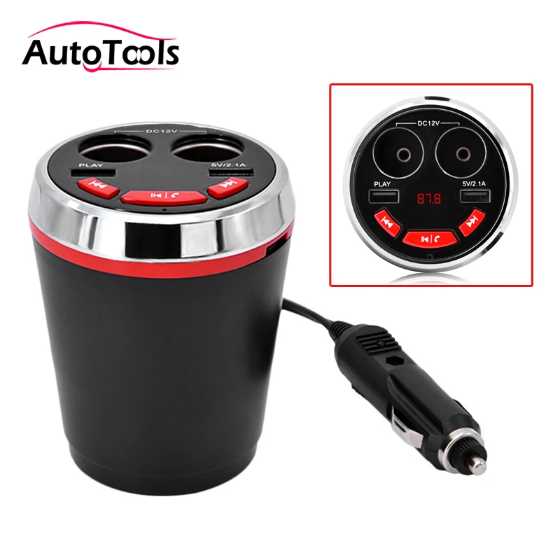 

Multi-function Car cigarette lighter Dual USB charger bluetooth car kit Music MP3 player handsfree speaker cup car styling