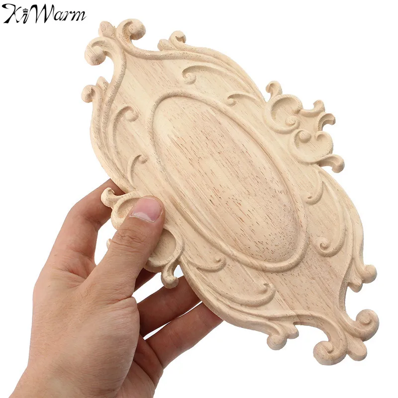 

KiWarm Vintage Wood Carved Applique Onlay Woodcarving Decal Home Cabinet Wall Door Furniture Decoration Ornaments 242*148*6mm