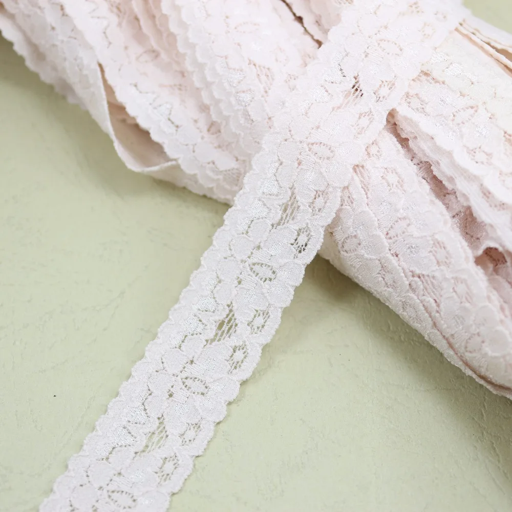 75 yards 25mm width light pink Elastic Stretch Lace trim headband
