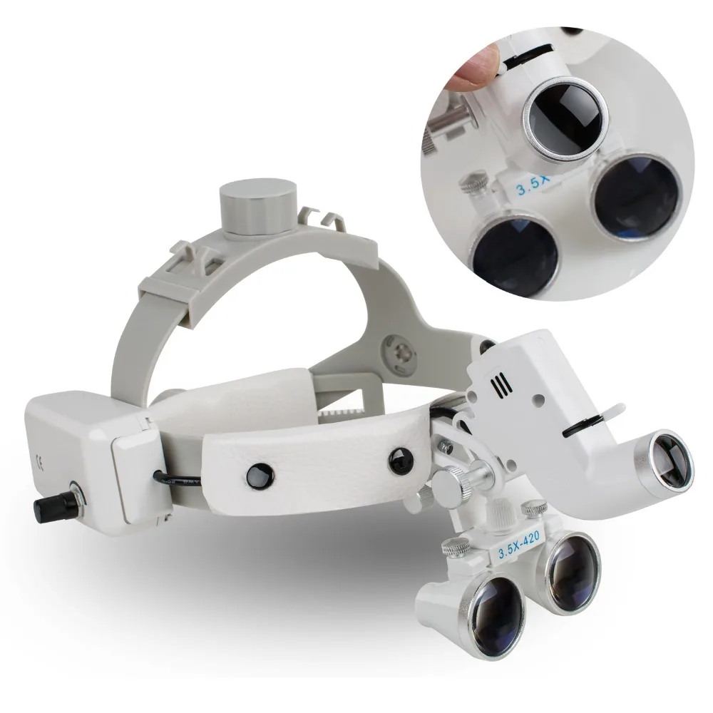 Стоматологические бинокулярные лупы очки головная лента лупа со светодиодный светильник 3.5X-420 оптический