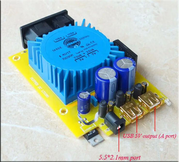

DIYERZONE 15W 5V USB Linear Power Supply Regulator Board CAS XMOS Raspberry Pi L14-53