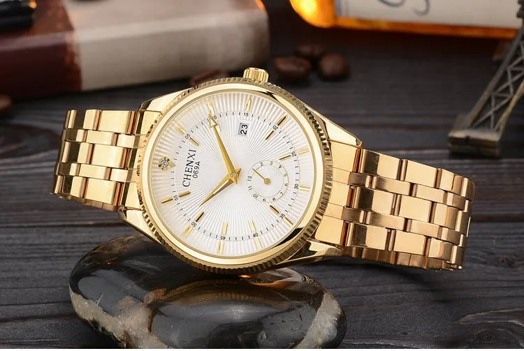 CHENXI, золотые часы, мужские часы, Топ бренд, роскошные, известные наручные часы, мужские часы, золотые кварцевые наручные часы, календарь, Relogio Masculino