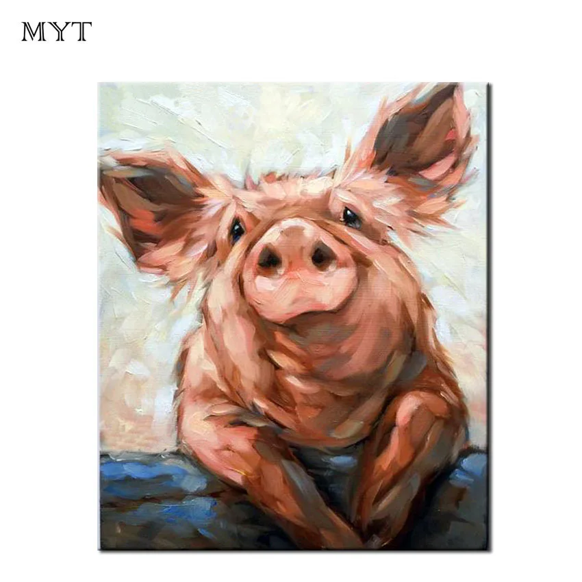 

Pure Handmade Home Decor Wall art Painting Art cute pink pig Animal Picture Handpainted Abstract pig Oil Paintings on Canvas