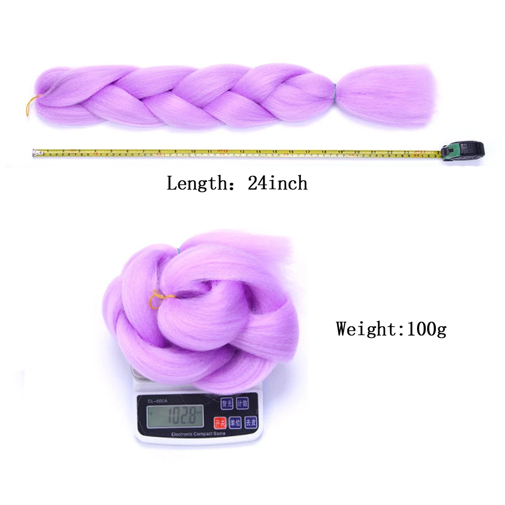Плетеные волосы канекалон, один цвет, косички, огромные синтетические косички для наращивания волос в коробке, 24 дюйма, 100 г