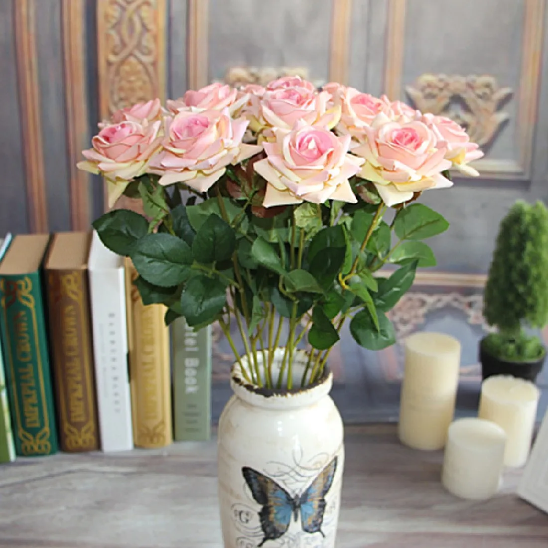 Роза Святого Валентина, 1 шт., настоящая Роза, рождественские украшения для дома, Шелковый Искусственный Пион, свадебные, вечерние, искусственные цветы