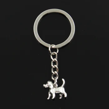 

Fashion 30mm Key Ring Metal Key Chain Keychain Jewelry Antique Silver Color Plated Lovely Dog 13x17mm Pendant