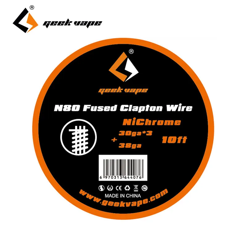 

Original 10ft GeekVape N80 Fused Clapton Wire(30ga*3+38ga) Electronic Cigarette Vape DIY Coil Short Heat Up Time for RTA / RDA