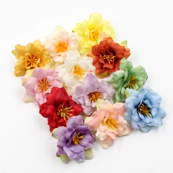 10pcslot 5cm Orchids Silk Artificial Flower Wedding Party Home Decor DIY Wreath Scrapbook Gift Box Craft Fake Flower
