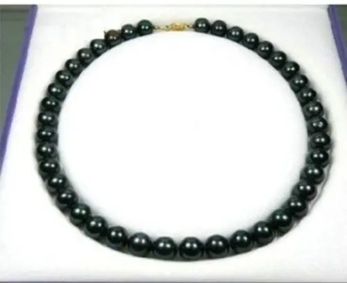 

free shipping gold clasp Exquisite AAA++ 7-8 mm Black Tahitian Pearl Necklace 18inch