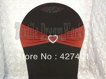 

Hot Sale Burgundy Spandex Bands / Lycra Band /Chair Covers Sash With Heart Shape Buckle For Wedding & Banquet