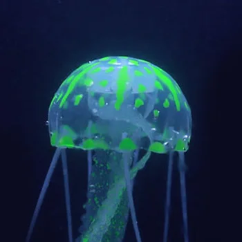 

Mini Aquarium Decoration 3.5cm Artificial Jellyfish with Sucker Green Glowing Effect Fish Tank Decor Accessories