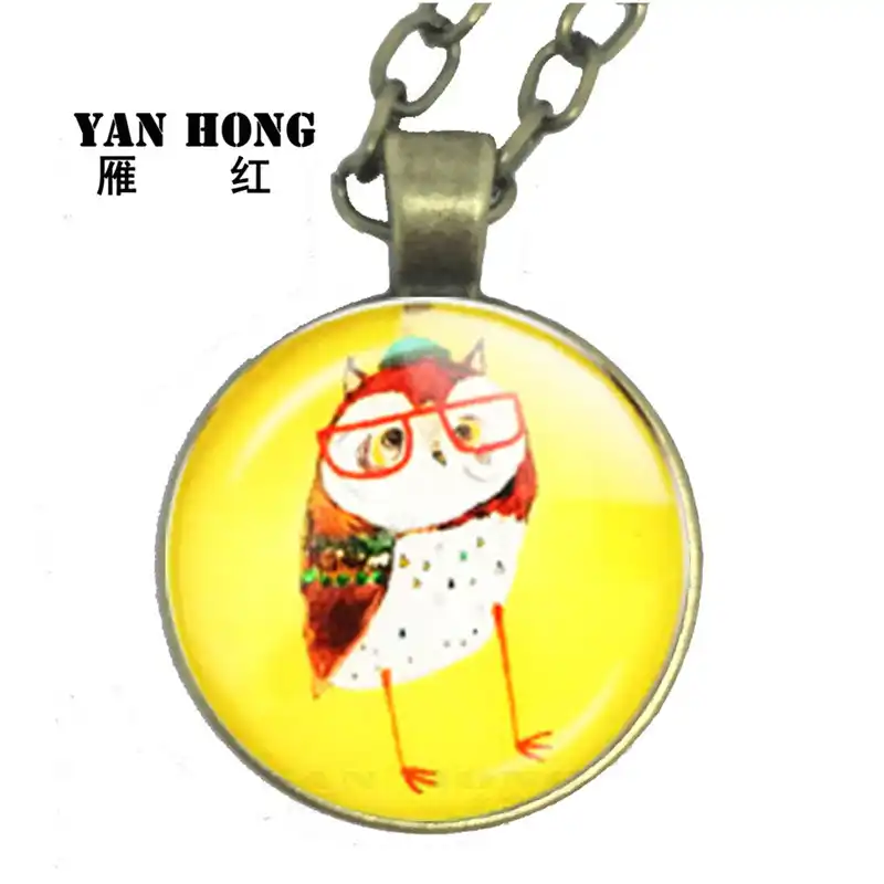 Стекло модное Кристальное ожерелье ручной работы, сова мультфильм дизайн. Сова-символ мудрости и мужества. Это подарок на день рождения