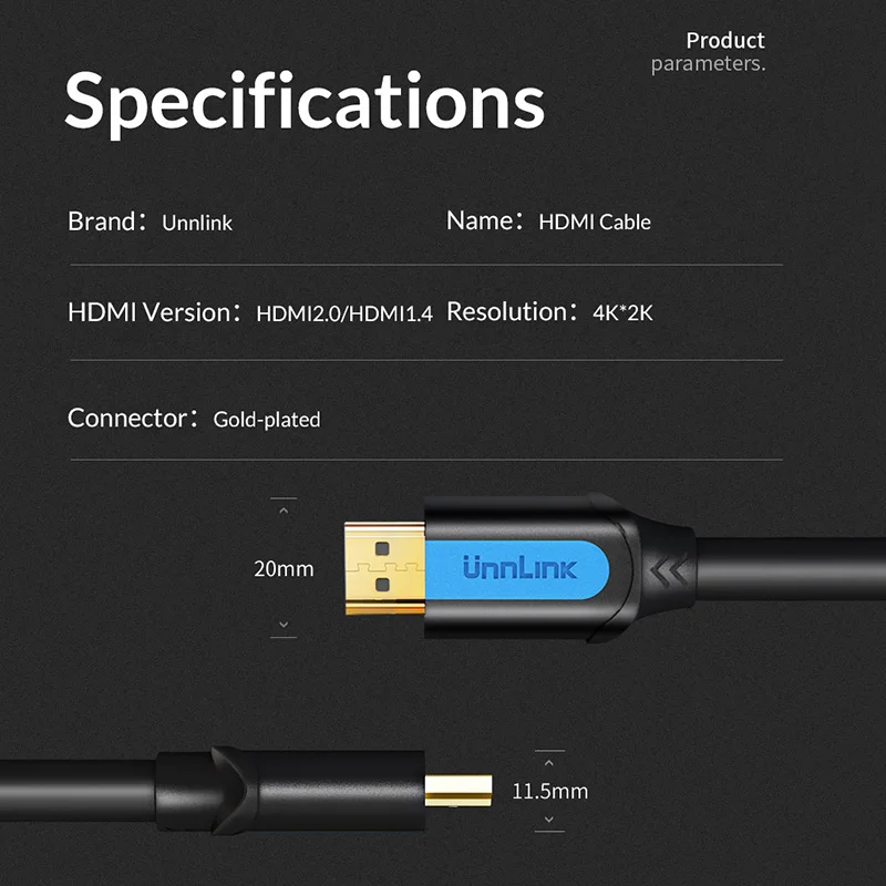 Unnlink HDMI кабель HDMI в HDMI 2,0 HDR HDCP2.2 UHD4K@ 60 Гц 3 м 5 м 8 м 10 м 15 м 20 м для HDMI Разветвитель переключатель PS4 tv Box проектор