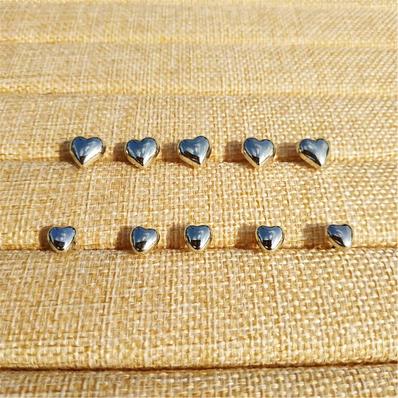 

100 Pieces/lot Silver Color Heart Stud Earring Jewelry Accessories 7.5 10 Mm DIY Wholesale Findings & Components In Bulk
