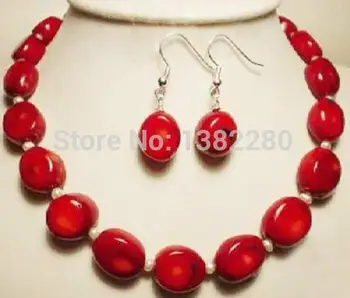 

Selling Jewelry>>>fashion DIY jewelry Jewelry White Akoya Pearl & red coral necklace earring 2 pieces/lot fashion jewelry