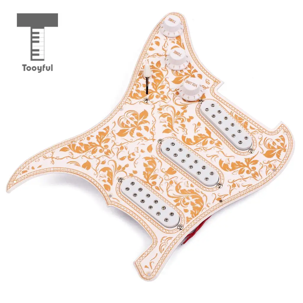 Tooyful 3-ply Loaded Prewired Pickguard SSS Pickup Guard Plate for Strat ST Guitar Replacement