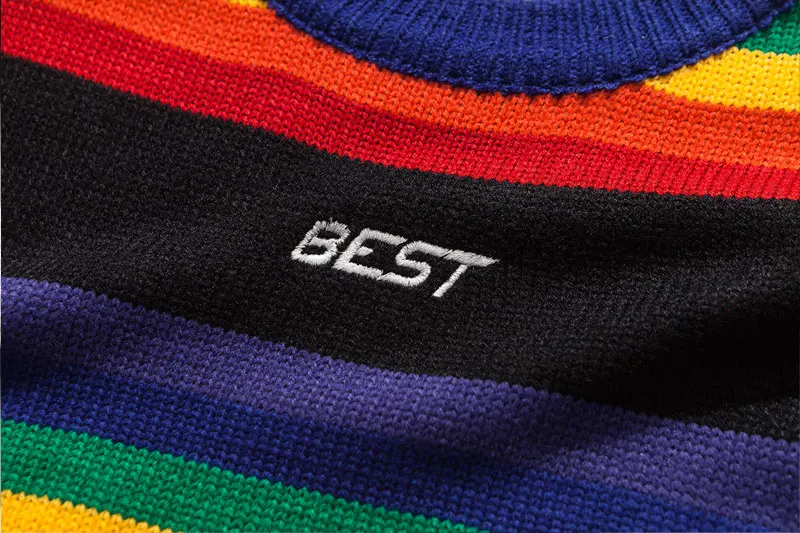 Rainbow Striped Knitted Pullover Sweaters 4