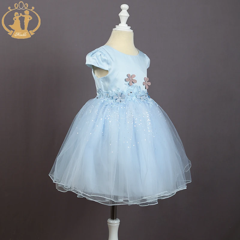 Nimble/Одежда для девочек; бальное платье принцессы с цветами и блестками для подружки невесты на свадьбу, день рождения