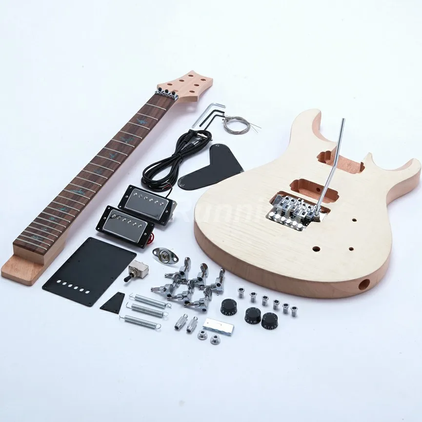

DIY Electric Guitar Starshine Guitar Kit Flamed Maple Top S Unfinished Guitar Floyd Rose Bridge