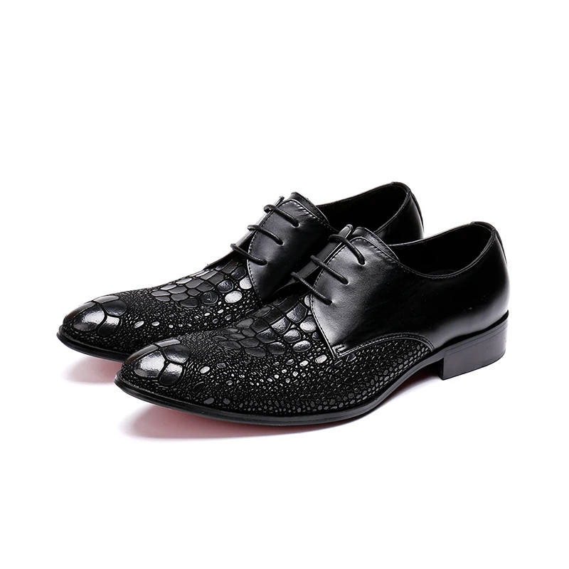 Robe Hommes Talon Crocodile Black Motif Vivodsicco vin patent Respirant Noir Formelle Plat Brillent De Nouvelle Chaussures Mariage Rouge Bas Wedge Mode Décontracté Grain Leather rzgxnEzp