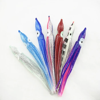 

10pcs/lot 10cm octopus lure,squid jigs fishing lure soft lure sea fishing salt water big game bait skirt Mixed Color