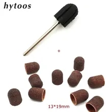 13*19mm 10pcs Sanding Bands Block Caps + Rubber Mandrel Grip Manicure Pedicure Tools Electric Nail Drill Polishing Accessories