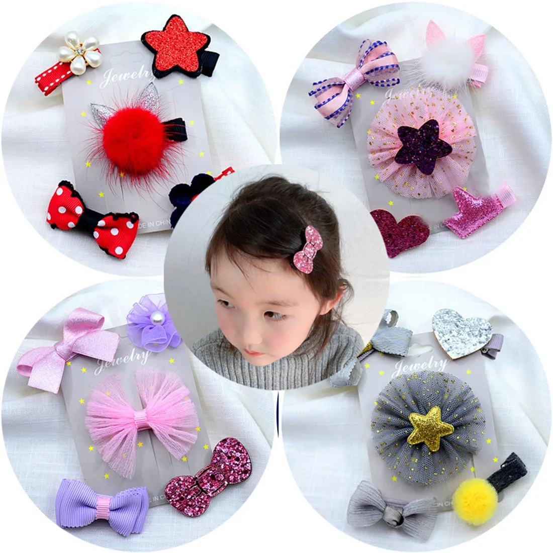 

Fashion 5PCS/Pack Cartoon Crown Bow Girls Cute Hairpins Handmade Princess Barrettes Hair Clips Headbands Kids Hair Accessories