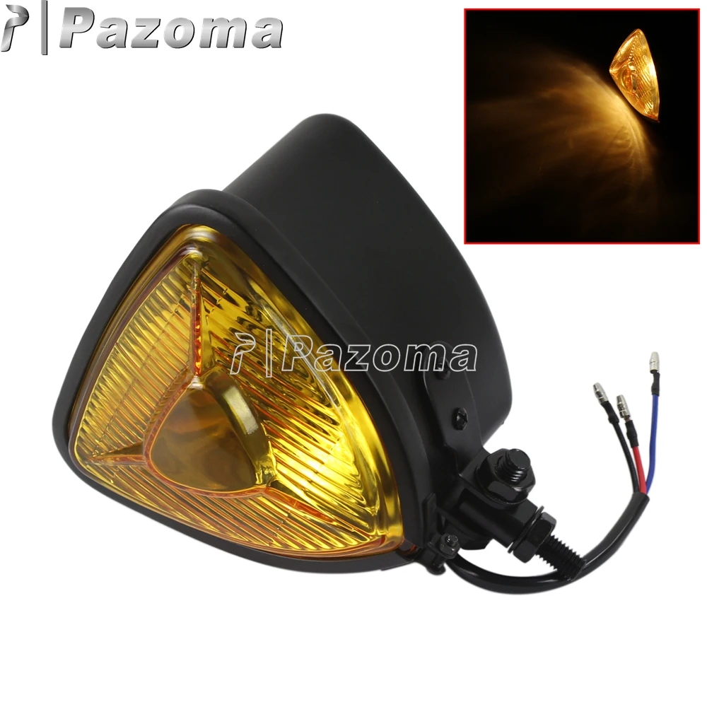 Pazoma H4 12v Amber Motorbike Triangle Headlight Headlamp Front Lights