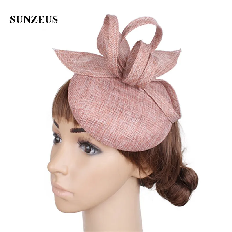

Charming Small Wedding Hats for Bridal Elegant Wedding Party Hair Accessories Linen Flowers sombreros de bodas para mujer SH69