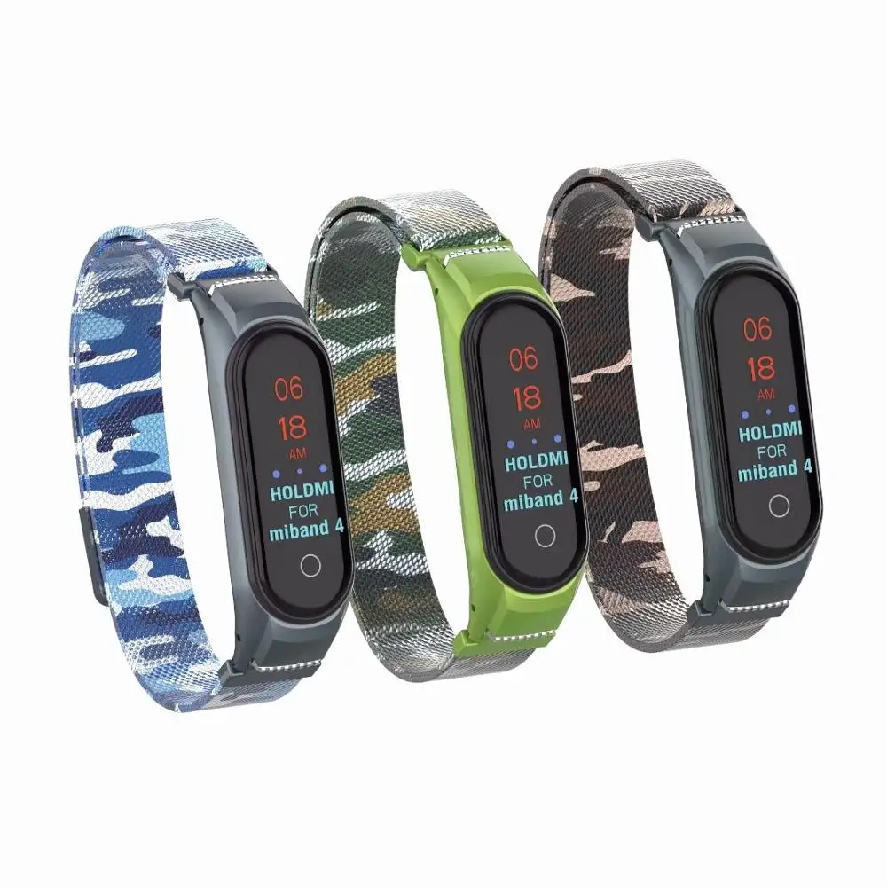 

2019 New Fashion Camouflage Strap for Xiaomi Mi Band 4 Bracelet Wristband Metal Stainless Steel Wrist Straps Miband 4 Correa Mi4