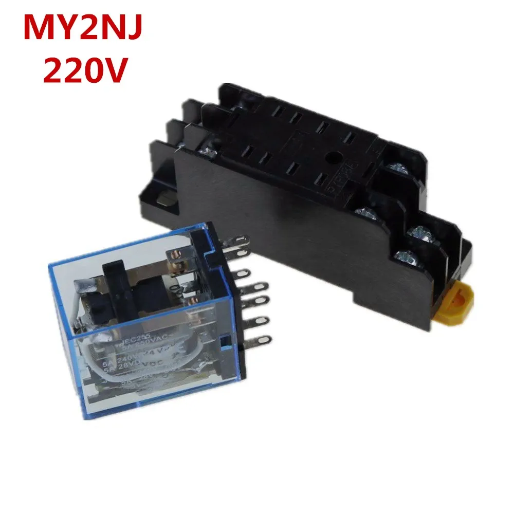 10 sets 220V AC Coil Power Relay MY2NJ HH52P DPDT 8 Pin 5A w PYF08A Socket Base