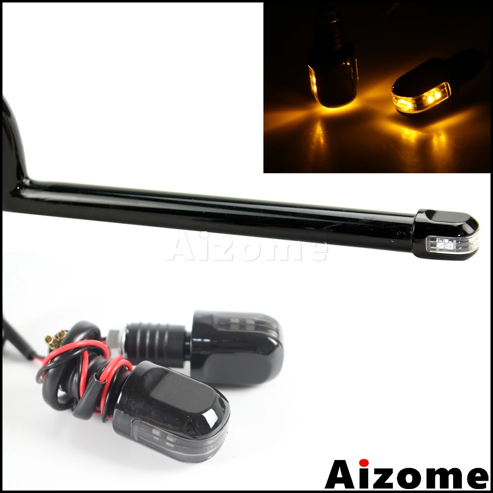 Black Metal 22mm Turn Signal Motorcycle Handlebar LED Grip Bar End Indicator 7//8