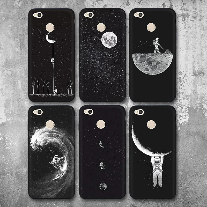 

IIOZO Cool Relief Phone Cases for Xiaomi Redmi 4X Soft TPU Silicone Ultra Thin Moon Space Astronaut For Redmi 4X Phone Cover