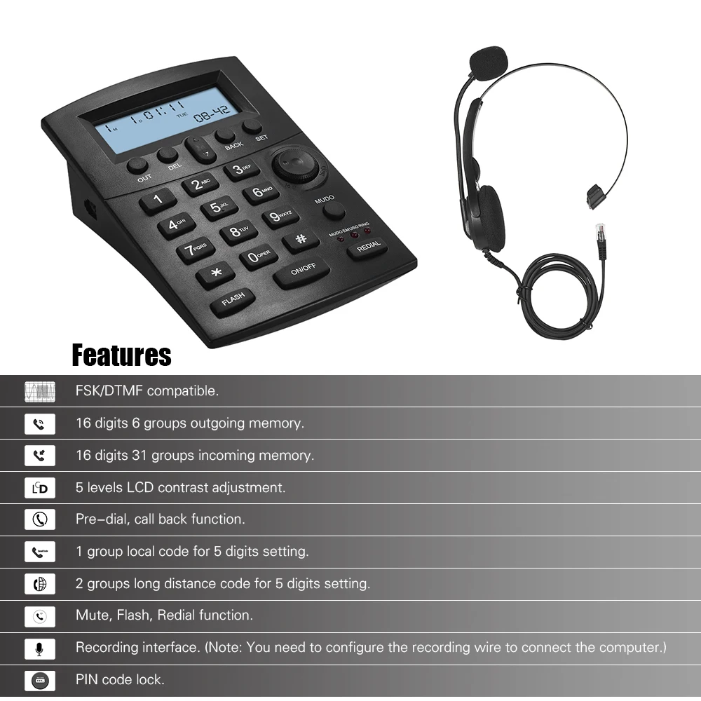 HST-8000, английский телефонный набор, колл-центр, телефон с защитными наушниками, Гибкий микрофон, ЖК-дисплей, предварительный набор, обратный звонок