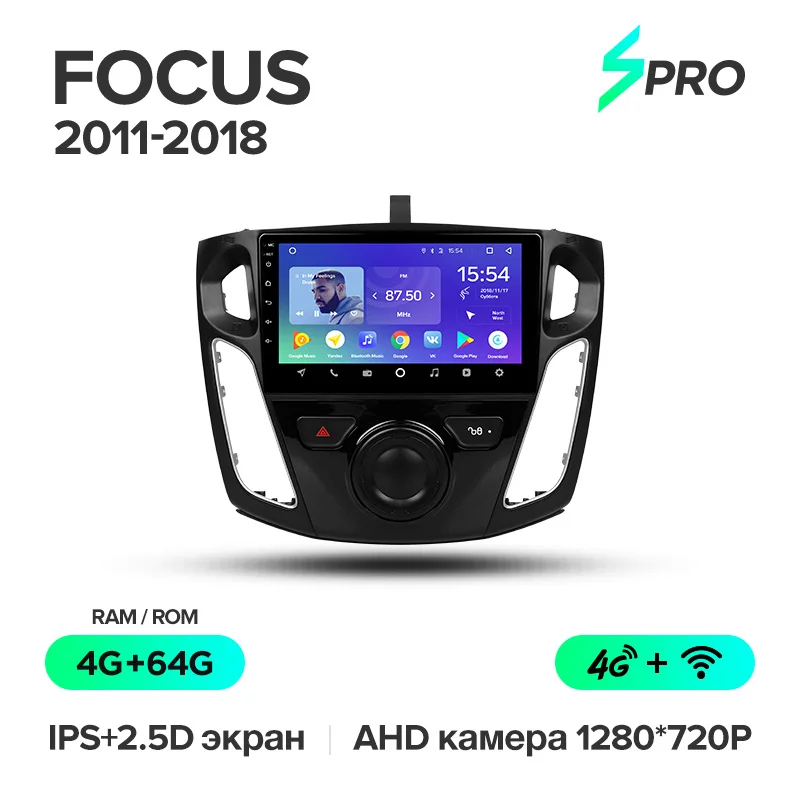 TEYES SPRO Штатная магнитола для Форд Фокус 3 Ford Focus 3 Mk 3 2010 2012 Android 8.1, до 8-ЯДЕР, до 4+ 64ГБ 32EQ+ DSP 2DIN автомагнитола 2 DIN DVD GPS мультимедиа автомобиля головное устройство - Цвет: Focus SPRO 64G