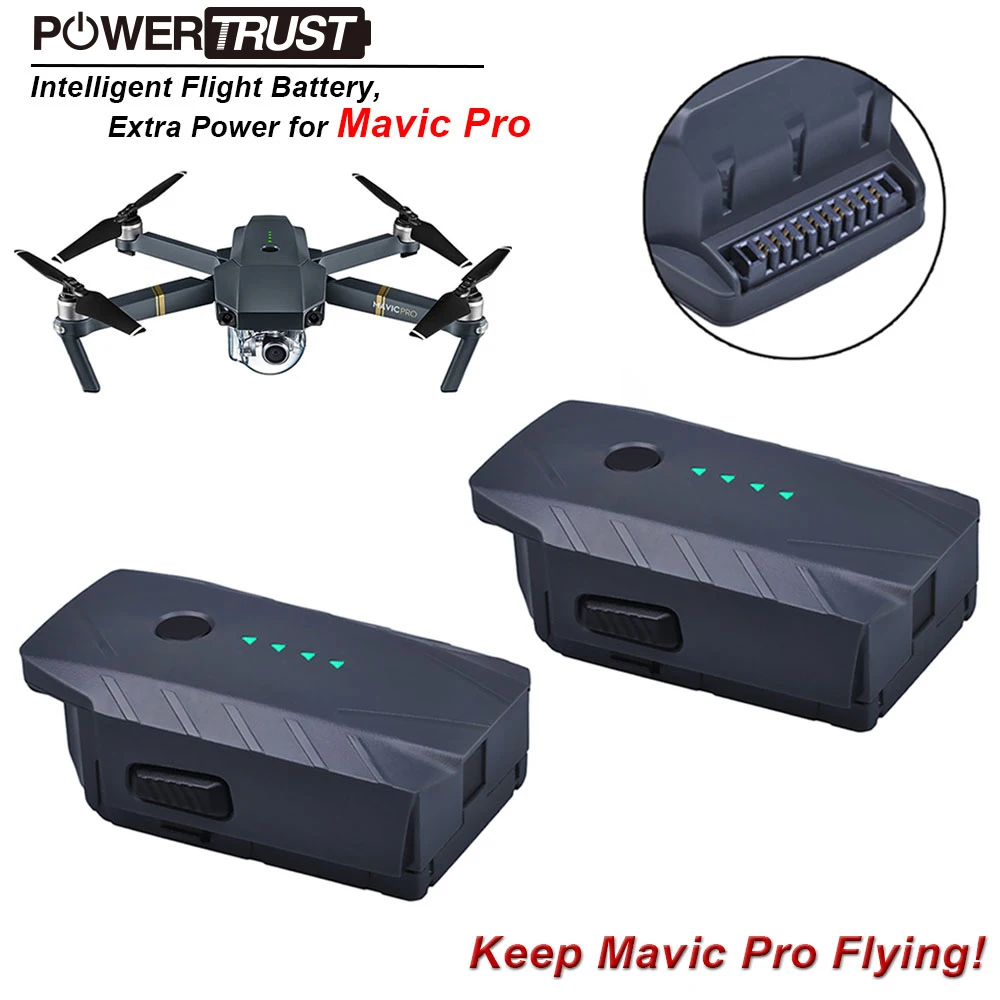 

PowerTrusr 2x Mavic Pro Intelligent Flight Replacement Battery (3830mAh/11.4V) for dji mavic pro drone batteries