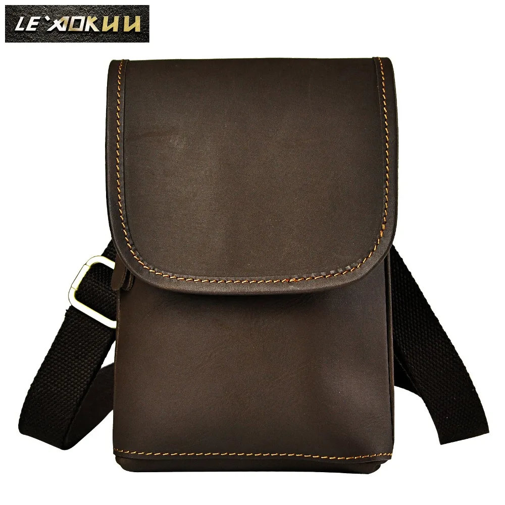 

Original Leather Male Casual Design Shoulder Messenger Crossbody bag Multifunction Fashion Travel Belt Waist bag Men 611-10