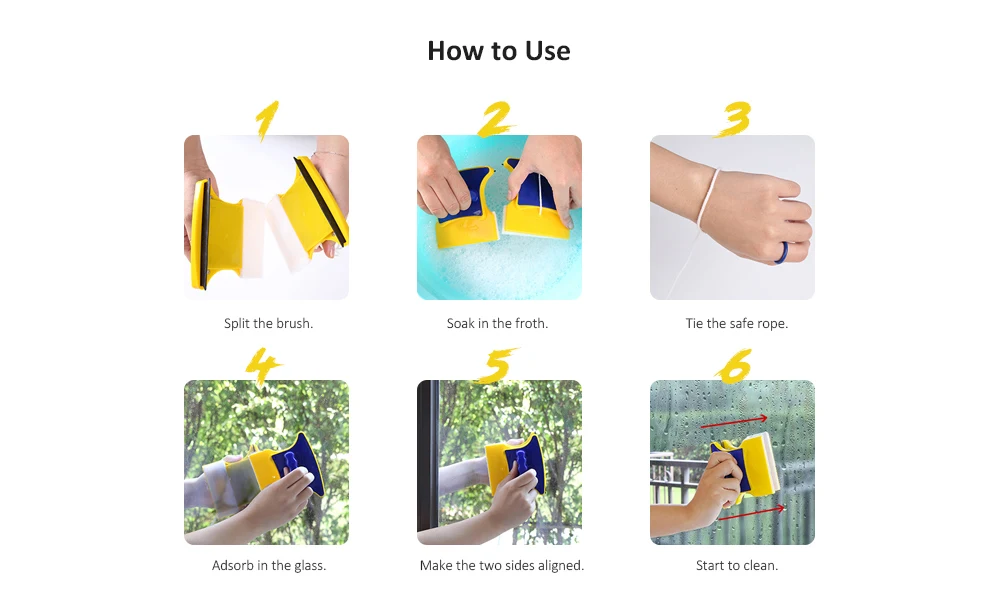 Practical Magnetic Window Cleaner Double Side Glass Wiper Useful Surface Brush