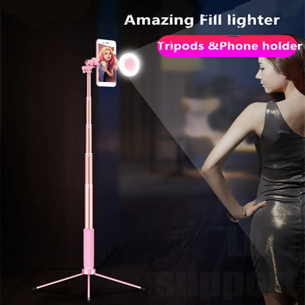  Selfie Stick LED Ring light Extendable live Tripod 1.7m Stand 4 in 1 With Monopod Phone Mount for i