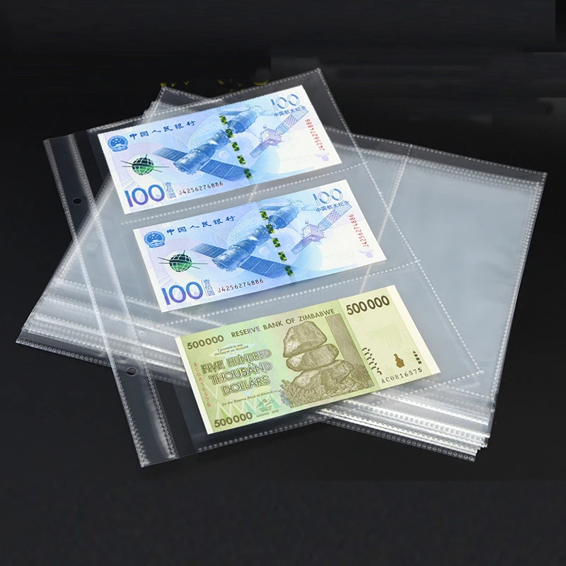 

High-Transparency Soft PP 3 line/Page banknotes Collection Sheets Paper Money Album Loose-leaf Banknote Stamps Tickets Holders