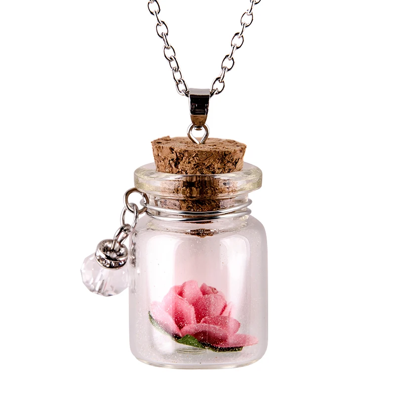 Necklace Trendy Round New Handmade Glass Bottle Necklace Boutique Glow Flower Pendant Jewelry For Women