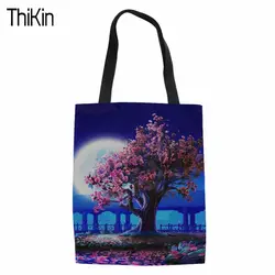 THIKIN Frame Peach Blossom печатных Повседневное сумка Для женщин Холст Пляжные Сумки Высокое качество женский одного плеча Сумки Дамы Tote