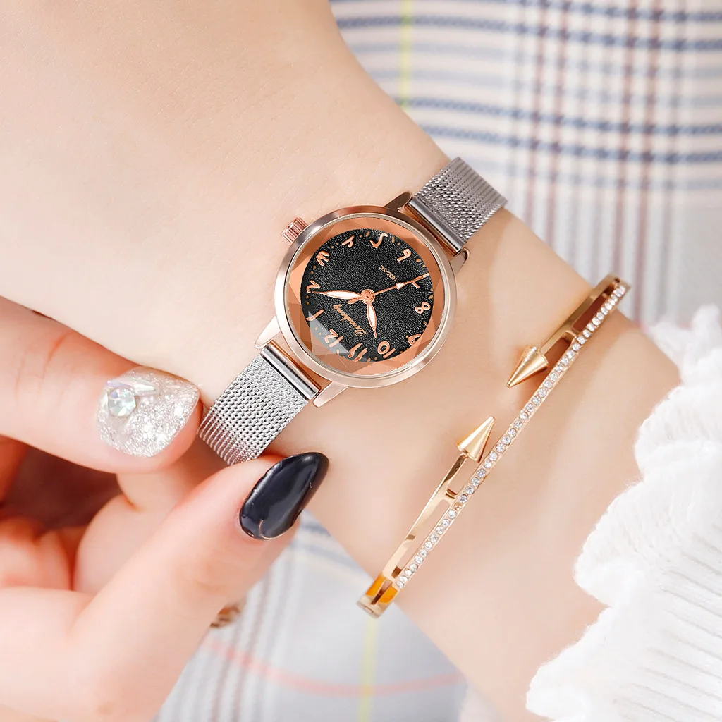 Женские матовые часы orologio donna стильные и простые цифровые с серебряной сеткой