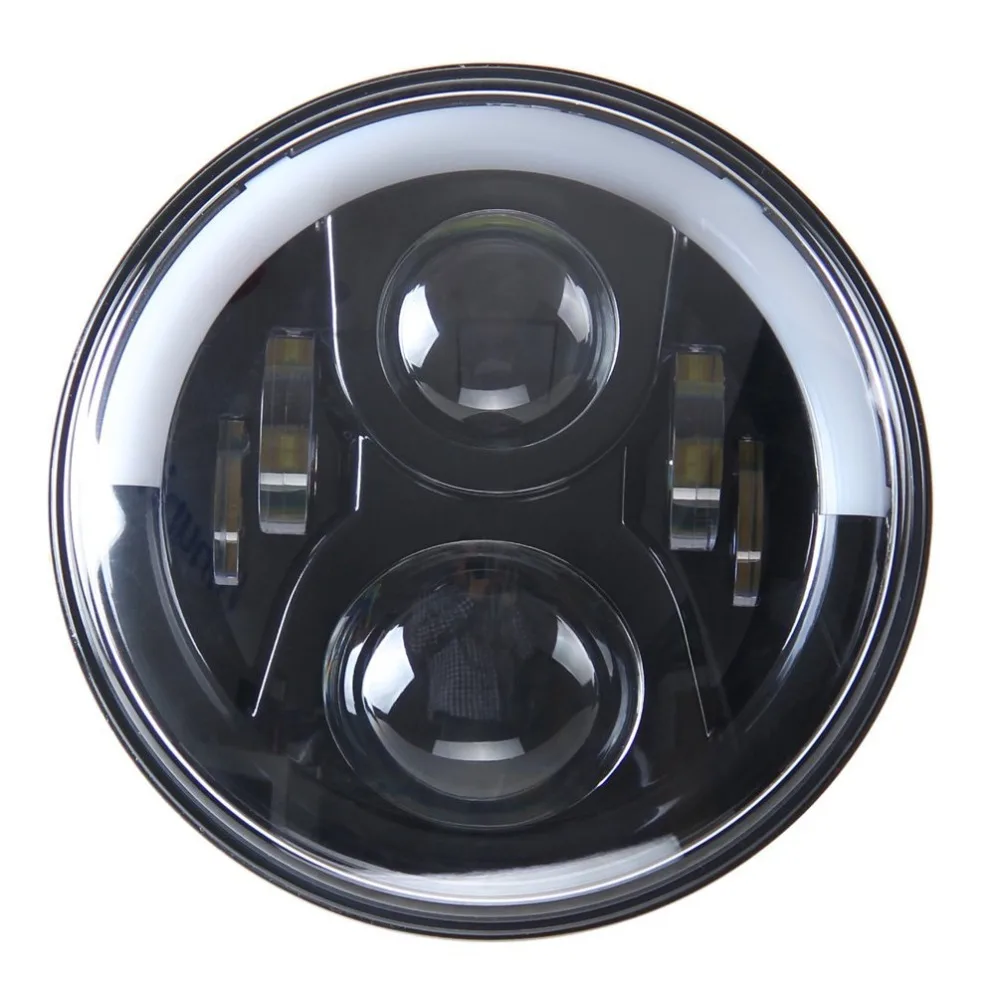 LED Headlight Lamps For Lada 4x4 urban Niva Projector Daymaker Round LED Light Bulb For Jeep Wrangler Headlights Black